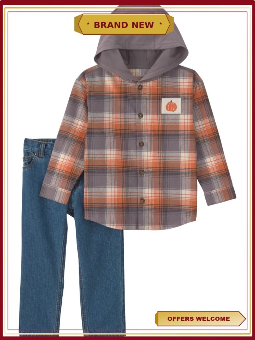 Toddler Flannel Shirt & Denim Pants Set, 5T